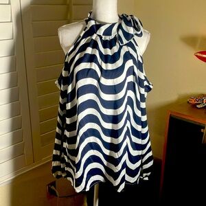 🖤🤍Shein Black & White Print Polyester Cold Shoulder Long Sleeved Blouse  2XL